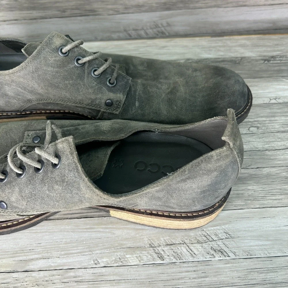 ECCO Kenton Derby Mens 13-13.5 Us 47 EU Plain‎ Toe Suede Leather Oxford Shoes